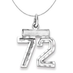 Silver, Varsity Collection, Small D/C Number 72 Necklace - 24 In